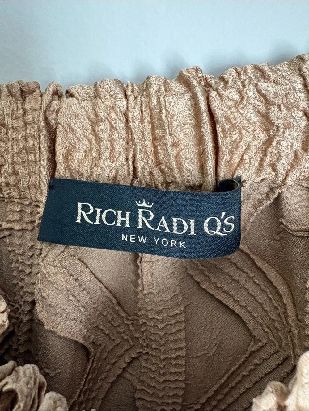 Rich Radi Q’s New York Gold Micro Pleated Co-ordTop Skirt Diamond Texture Glam
